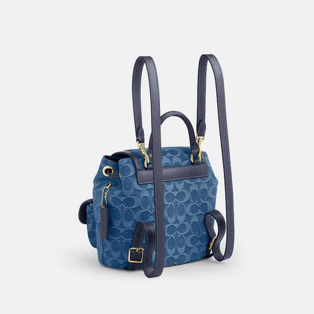 NWT Coach Hadley Backpack Signature blue Denim  /Gold hardware CDB95 - Picture 3 of 14